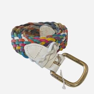 Fashion Brand multicolor braided leather belt women's small